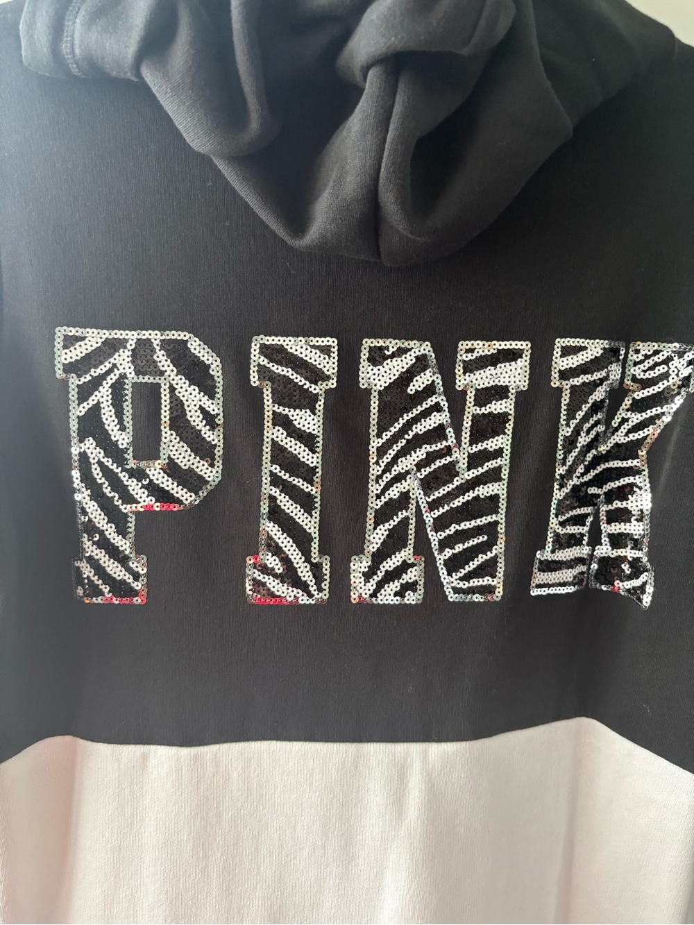 2014 NWT Victoria’s Secret PINK Zebra Print Bling Full Zip Up Varsity Hoodie M - Picture 13 of 13